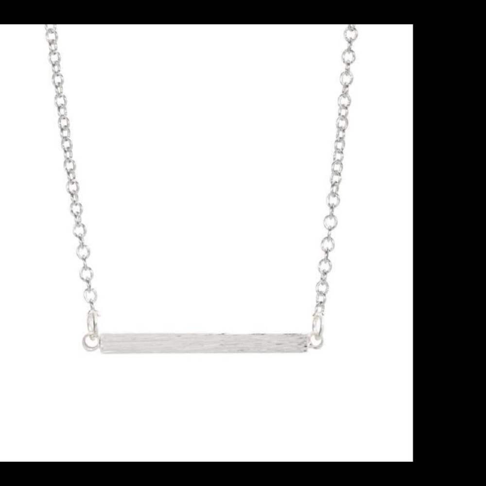 Brushed Silver Metal Bar Necklace